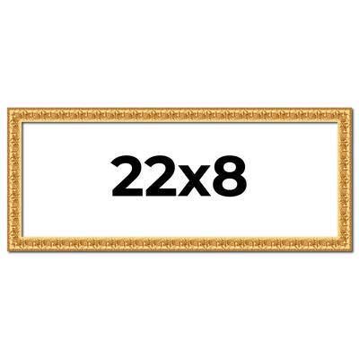 22x8 Frame Gold Real Wood Picture Frame Width 1 inches | Interior