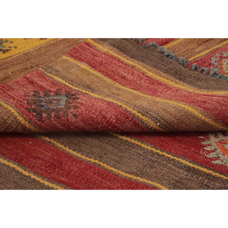 Hand Woven Oriental 100% Wool Carpet Southwestern Tribal Multi-Colored Kilim Area Rug - 10' 3'' X 5' 0''