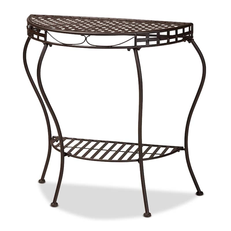 Laraine Modern and Contemporary Brown Metal Outdoor Console Table - black