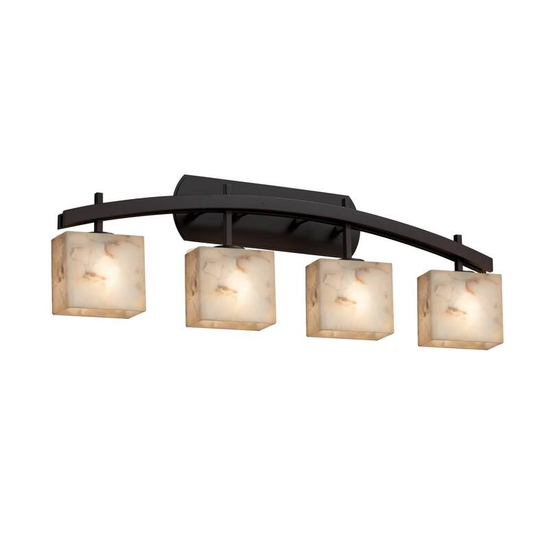 Justice Design Alabaster Rocks Archway 4-light Dark Bronze Bath Bar, Rectangle Shade - Dark Bronze, Off-White