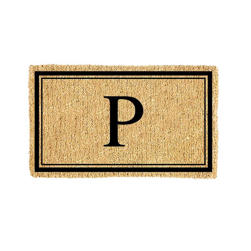28 in. x 16 in. Monogram Coir Mat, Letter "P"