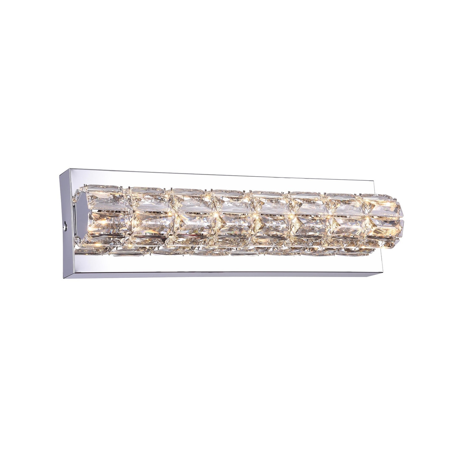 Transitional 1-Light Chrome Crystal Cylinder Wall Sconce