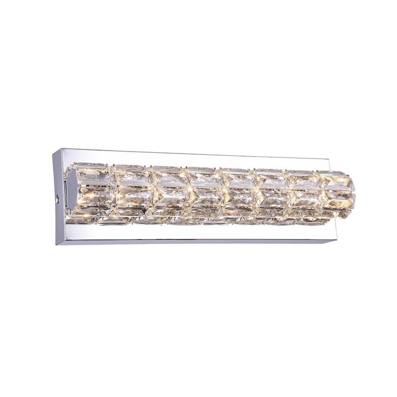 1-Light Chrome Wall Sconce With Clear Crystal Accents