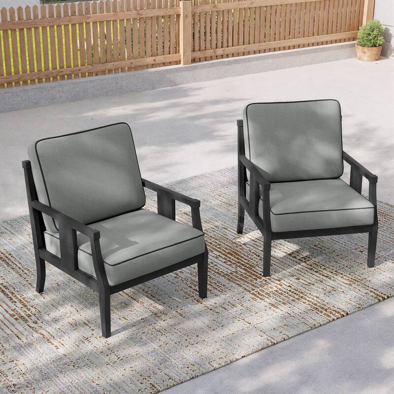 2 Set Outdoor Patio Club Chair with Cushion Patio Arm Lounge Chair