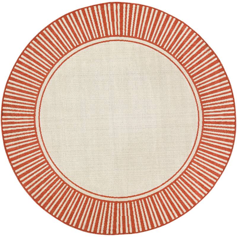 Livabliss Felice Border Indoor/ Outdoor Area Rug - 5'3" Round
