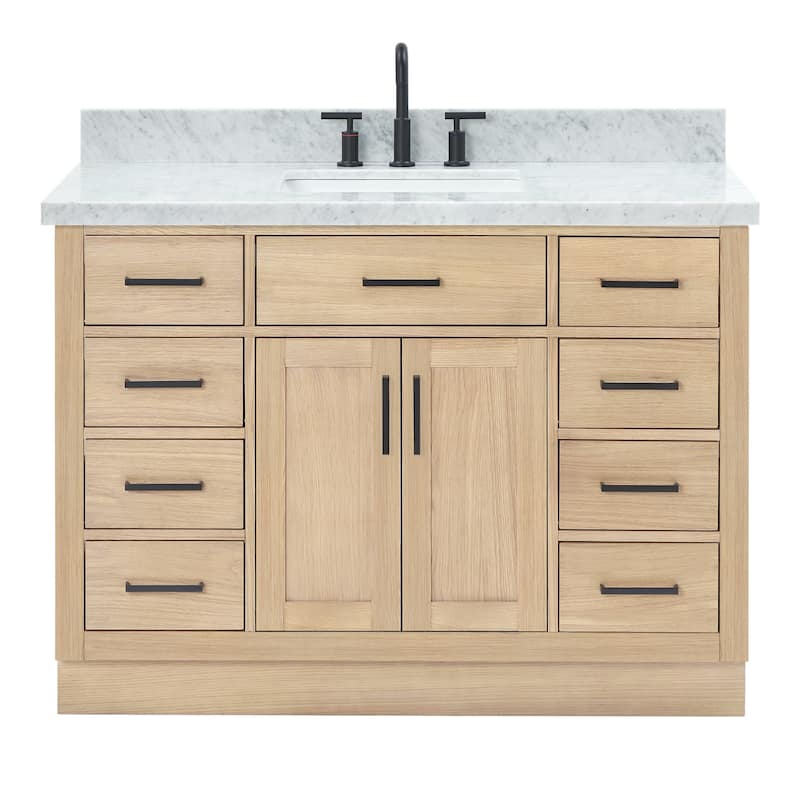 Ariel T049SCWRVO Hepburn 49" Free Standing Single Basin Vanity Set - Oak - Oak Finish