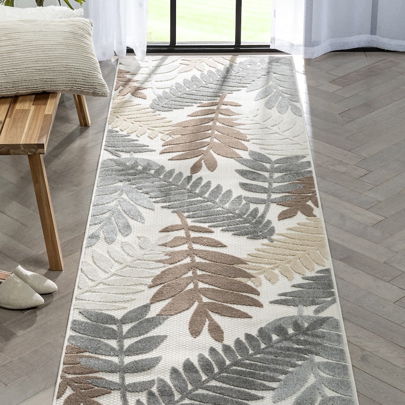 Well Woven Dorado Mariah Modern Indoor Outdoor Floral Area Rug - 2'7" x 9'10" Runner - Ivory