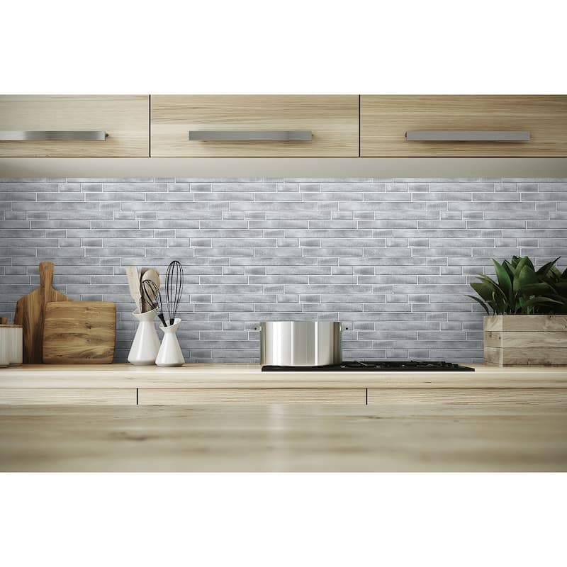 NextWall Brushed Metal Tile Peel and Stick Removable Wallpaper