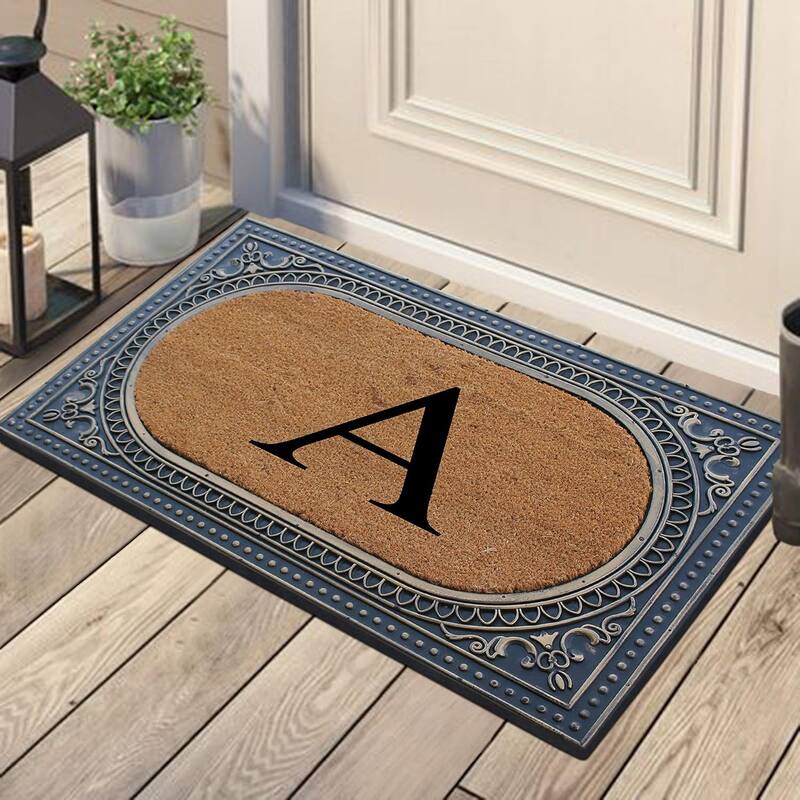 A1HC First Impression Carson Rubber and Coir 24" X 39", Heavy Duty, Easy to Clean Outdoor Monogrammed Doormat