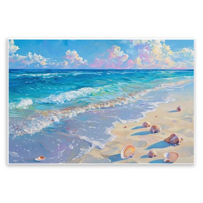 Stupell Seashells Along Sea Shore Wall Plaque Art Design By LSR Design Studio