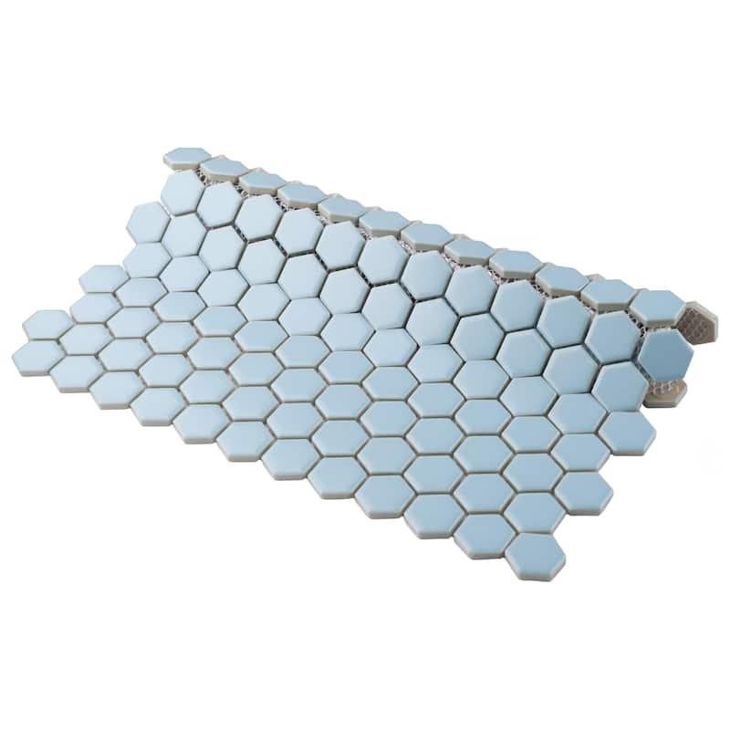 Merola Tile Metro 1" Hex Matte Light Blue 10-1/4"x11-7/8" Porcelain Mosaic Tile