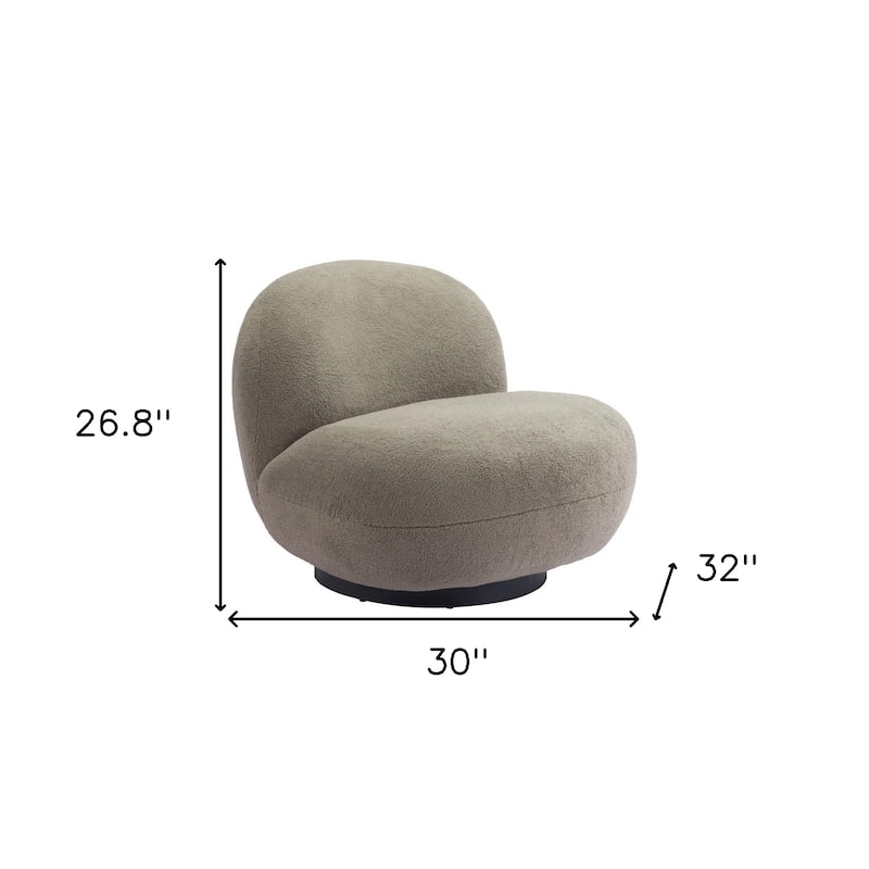 HomeRoots 30" Khaki Green And Black Sherpa Slipper Chair - 29.9' X '26.8' X '31.5