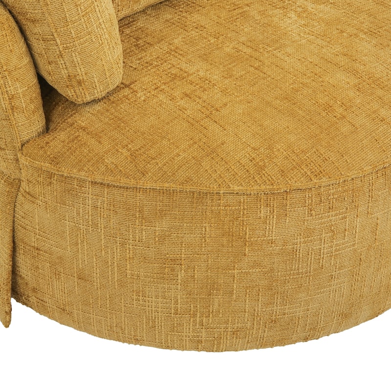 Modern Upholstered Swivel Accent Chair Round Chair with Pillows Single Sofa Chair Chenille Armchair for Living Room
