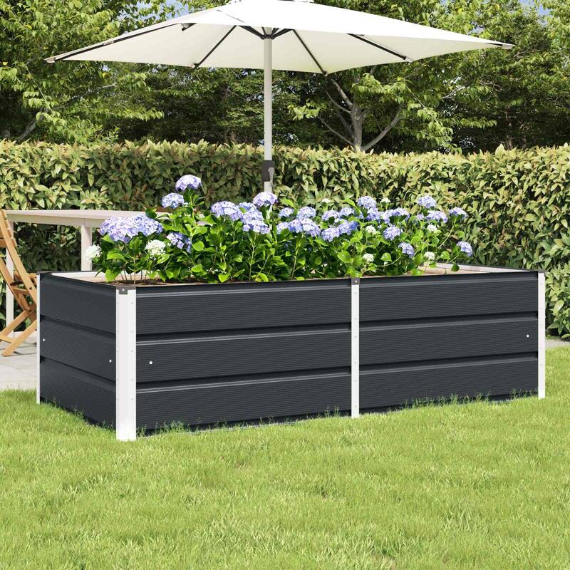 vidaXL Planter in Steel - 62.99 x 31.50 x 17.72 - Black - 62.99 x 31.50 x 17.72 in