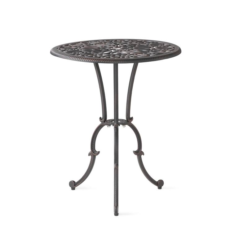 Charlie 3 pcs Bistro Set w Umbrella Hole, Cast Aluminum in Copper