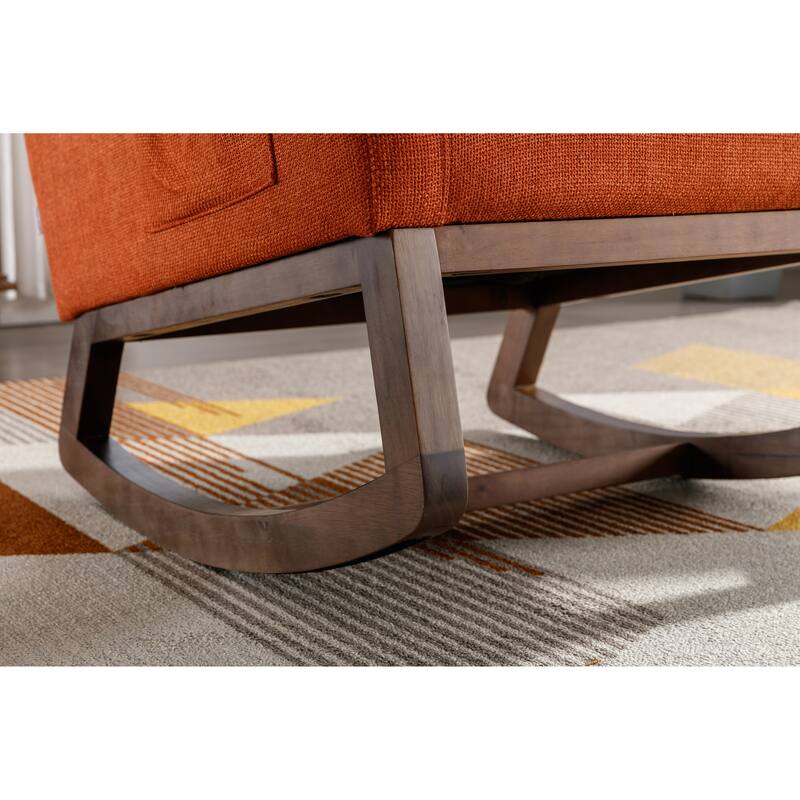 Modern 27" Upholstered Rocking Chair with Wood Legs and Side Pocket