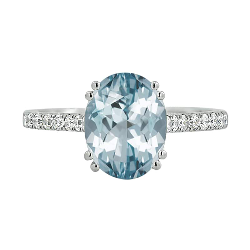 Auriya 1 5/8ct Fancy Oval Aquamarine and Diamond Engagement Ring 1/4ctw 14k Gold