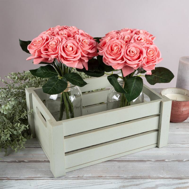 Pure Garden 18Pc Rose Artificial Flowers, Coral