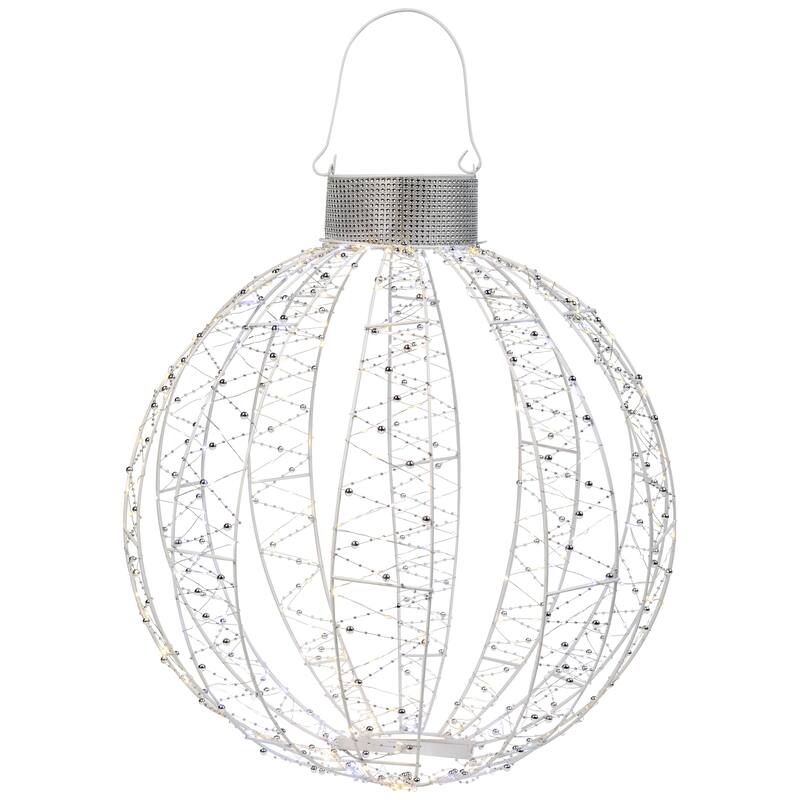 LED Lighted 3-D Ball Ornament Outdoor Christmas Decoration - 24" - Cool and Warm White