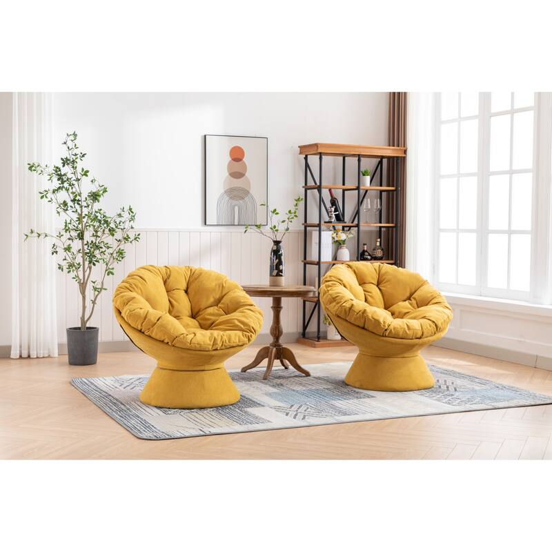 Chenille Swivel Barrel Chair for Living Room