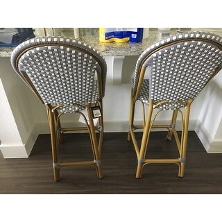 Safavieh Gresley Indoor-Outdoor Stacking Grey/ White French Bistro 26-inch Counter Stool