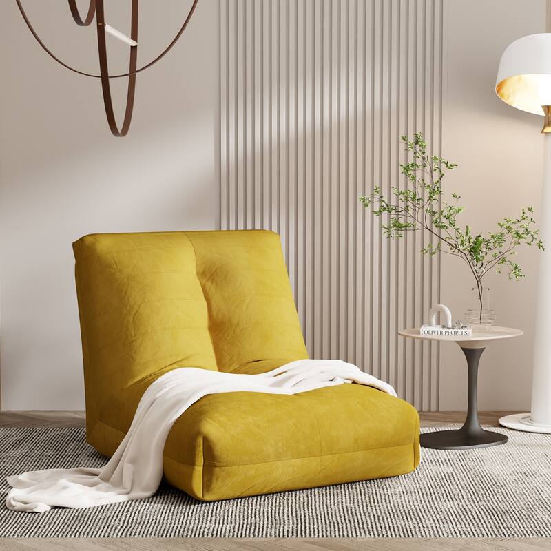 Mieres Bean Bag Chair, Lazy Floor Sofa Couch, Corner Bean Bag Chair for Adults, Tatami Sofa with Sponge Filling - Yellow