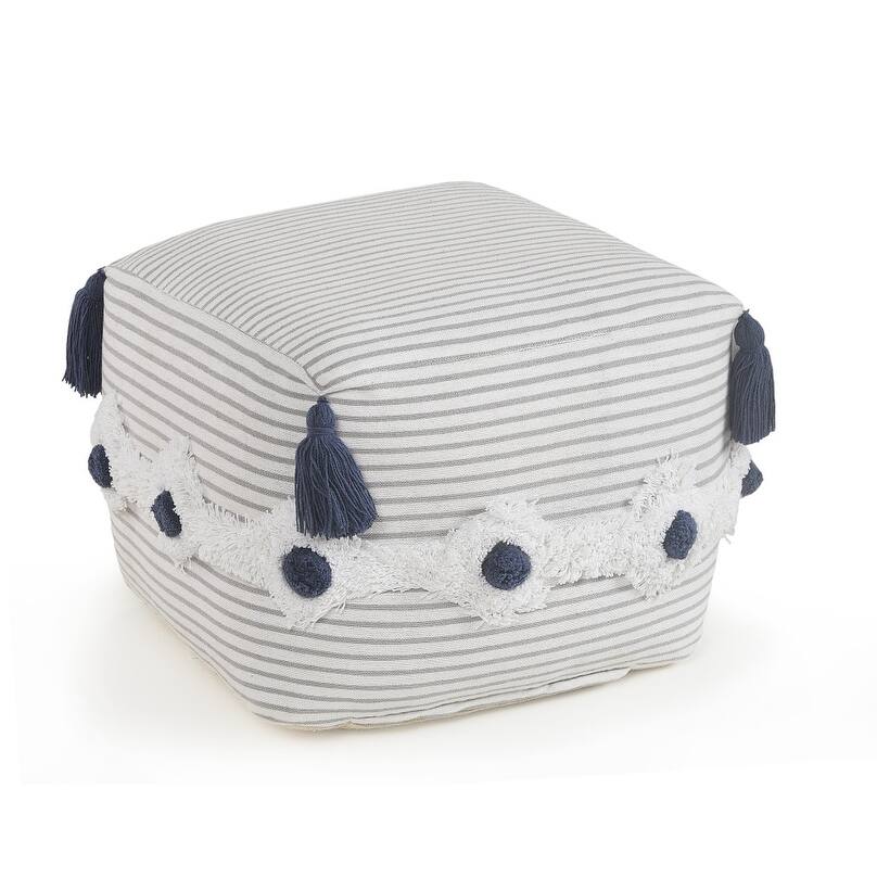 HomeRoots 18" Gray 100% Cotton Ottoman