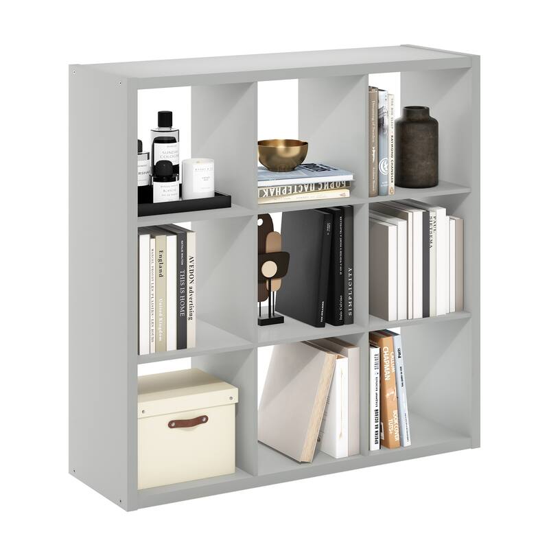 Furinno Cubicle Open Back Decorative Cube Storage Organizer, 9-Cube