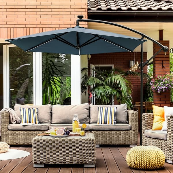 slide 2 of 19, Glam 10-foot Solar LED & UV 50+ Cantilever Umbrella (No Base)