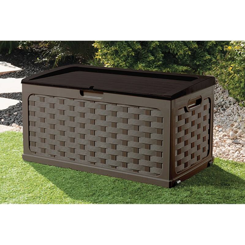 Starplast 88 Gallon Plastic Deck Box, Mocha/Brown