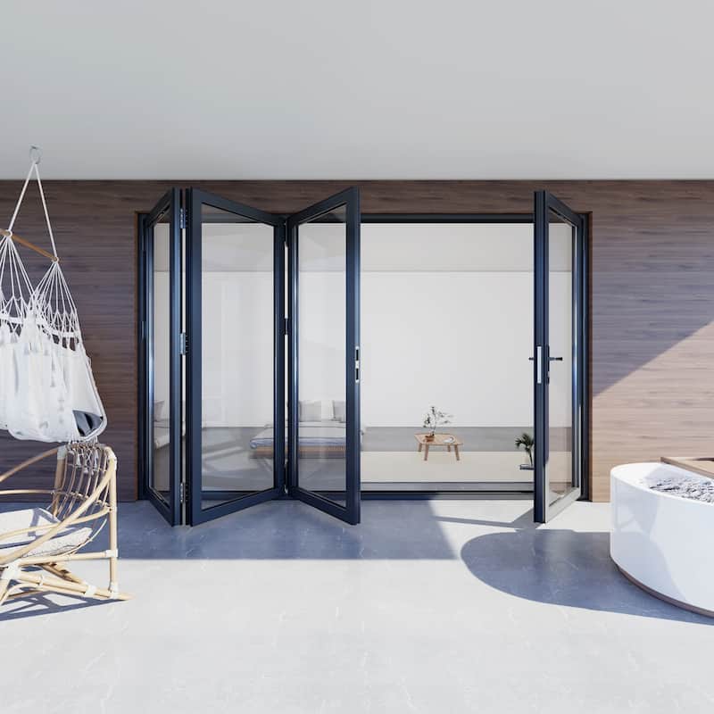 KaMic 120" x 80" 4-Panel Aluminum Patio Folding Door Right to Left-Outswing