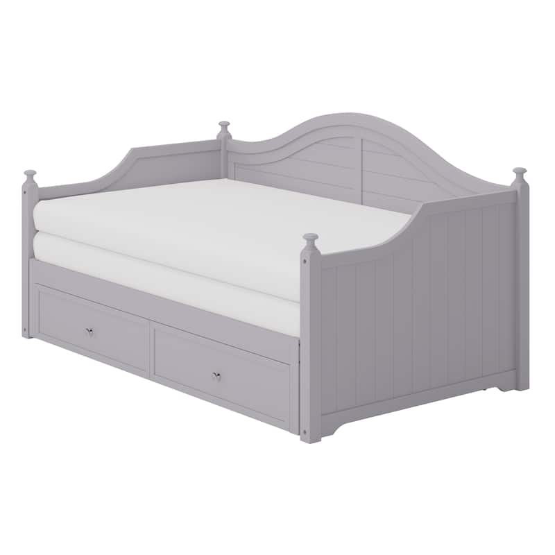 Twin-Size Wooden Daybed with Extendable Feature and Storage Drawers - Convertible Sofa Bed for Living Room or Guest Room.