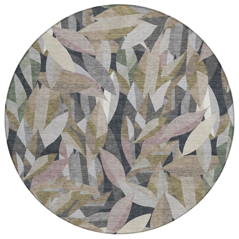 Machine Washable Indoor/ Outdoor Modern Floral Chantille Rug