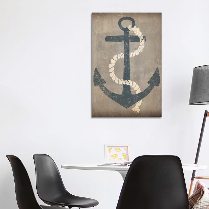iCanvas "Nautical Anchor (Grey)" by Ryan Fowler Canvas Print - 40x26x1.5