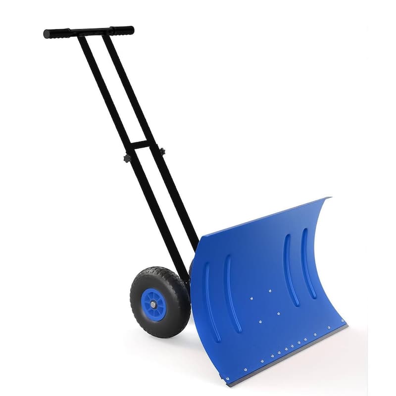 Heavy Duty 30-Inch Wheeled Snow Shovel with Adjustable Ergonomic Handle - Multi