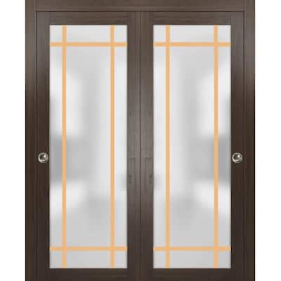 Bypass Doors 36 x 80 Planum 2113 Chocolate Ash Sturdy Rails