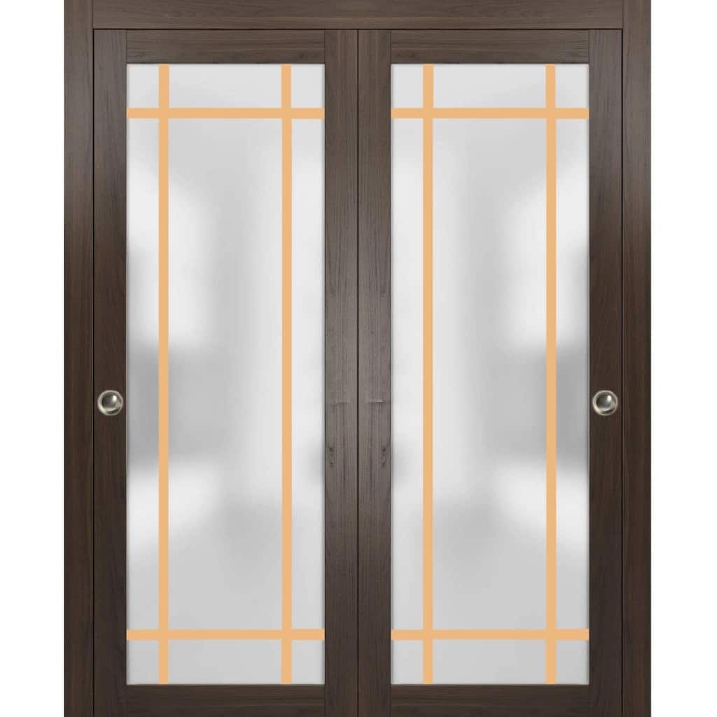 Bypass Doors 36 x 80 Planum 2113 Chocolate Ash Sturdy Rails