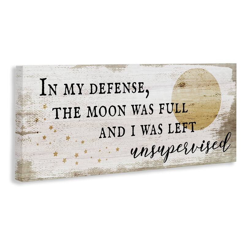 Stupell Full Moon Unsupervised Phrase Rustic Halloween Charm Canvas Wall Art