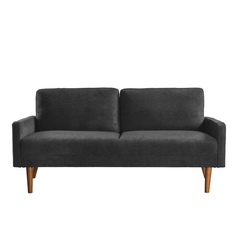 European Style Velvet 3 Seater Black Sofa, 67x30x33 inches