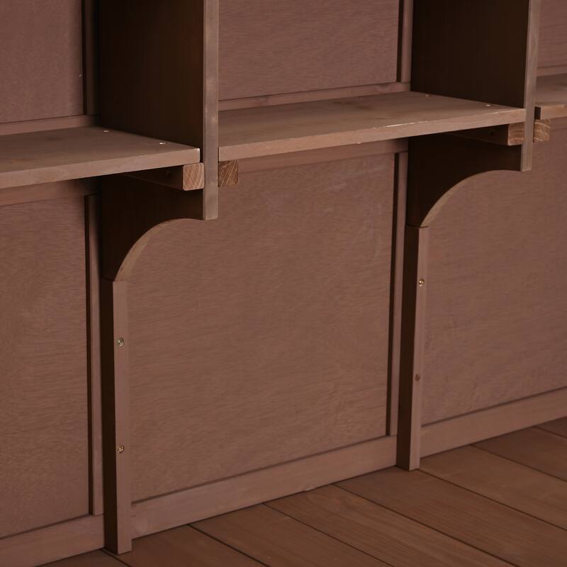 Roomfitters Outdoor Garden Potting Bench with Storage Hutch, Potting Table with Drawers and Cabinets, Shelves