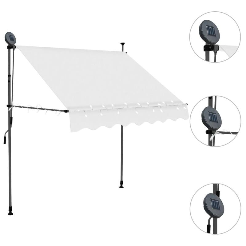 vidaXL Retractable Awning with Hand Crank and LED Sunshade Shelter for Outdoor