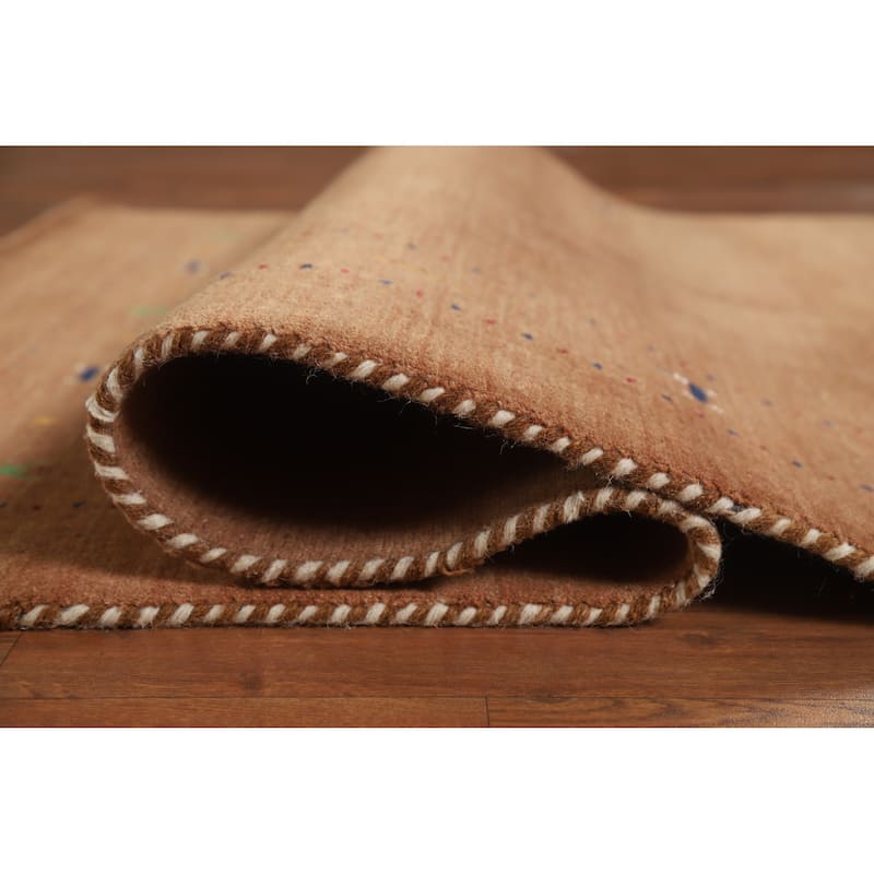 Hand Knotted Oriental 100% Wool Carpet Tribal Animal Pictorial Brown Gabbeh Area Rug - 5' 10'' X 4' 0''