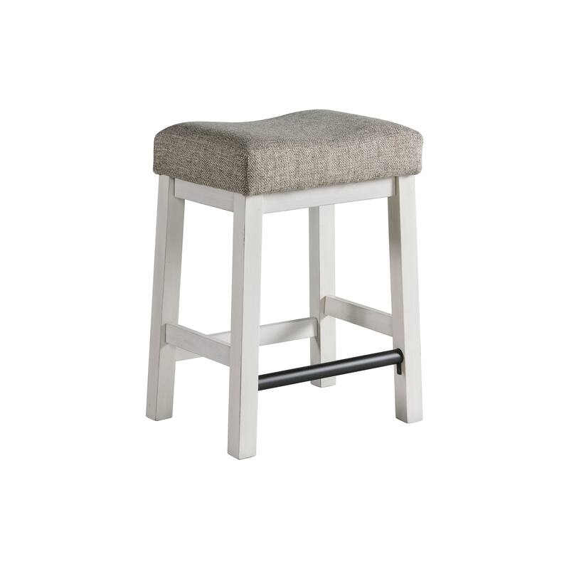Drake Two-Toned Rustic White and Oak Backless Counter Height Stool (Set of 2)