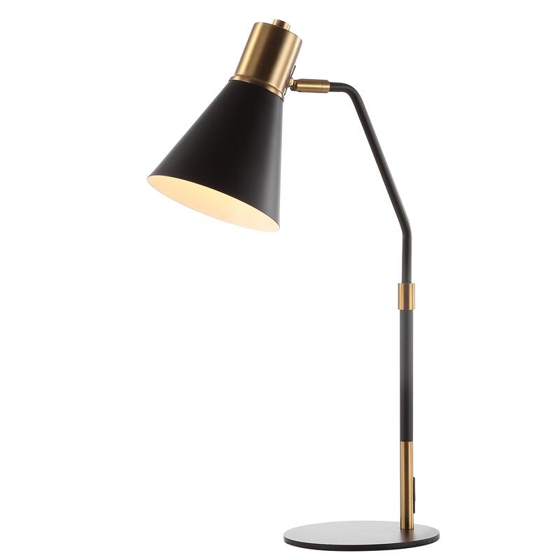 Gallery 22.5" Metal LED Task Lamp, Black/Brass Gold by JONATHAN Y - Black/Brass Gold