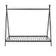 preview thumbnail 3 of 25, Metal House Bed Tent Bed Frame Twin Size Play Floor Bed with Slat