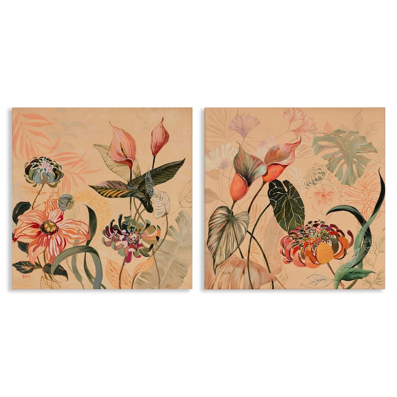 Stupell Elegant Flower Organics Canvas Wall Art Design By Dusza (Set of 2) - 17 x 17