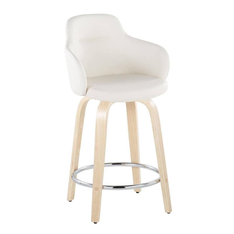 Carson Carrington Iglabo 24" Fixed-Height Counter Stool with Bent Wood Legs and Round Footrest (Set of 2)