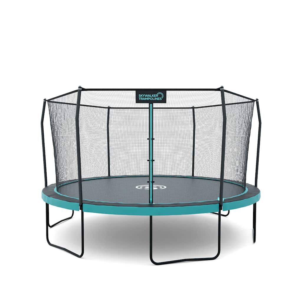 Skywalker Trampolines Signature Series 12 FT Outdoor Trampoline with Enclosure - Teal/Black