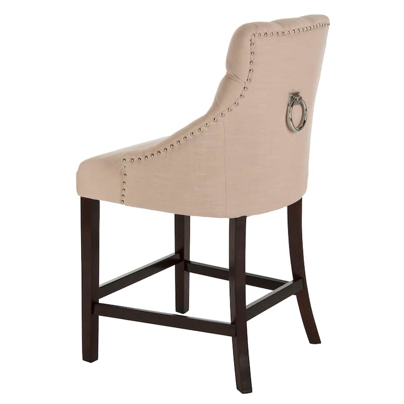 SAFAVIEH Dottie 26-inch Tufted Wing Back Counter Stool - Grey / Espresso (Set of 2) - 22.5" x 25" x 41" - 22.5" x 25" x 41"
