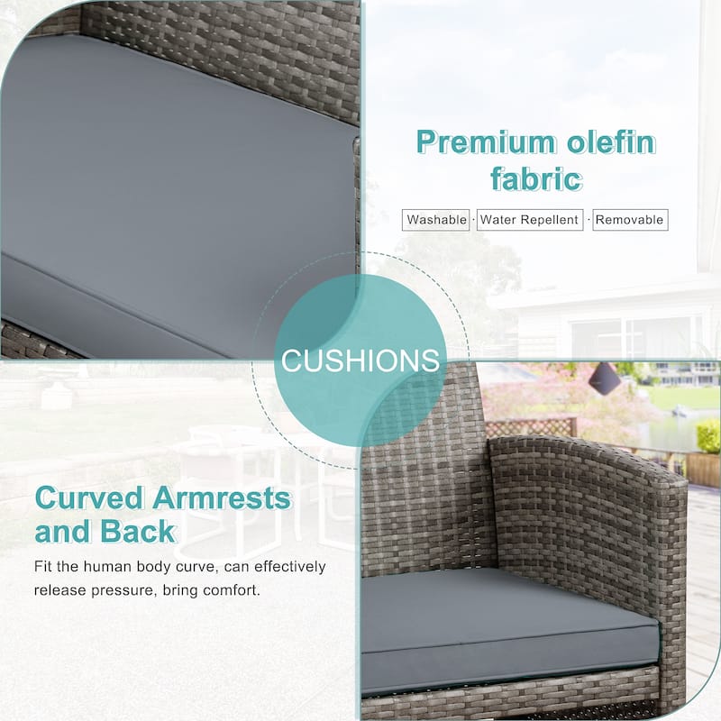 Futzca 4 Pieces Outdoor Patio Furniture Sets Conversation Sets Rattan Chair